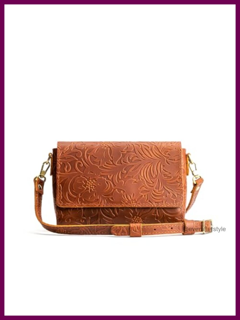 Full-Grain Leather Crossbody Bag – Magnetic Closure Adjustable Strap Women